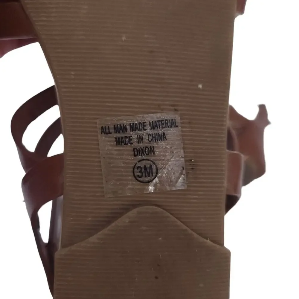 UNR8ED Girls Gladiator Sandals Brown Size 3 Open Toe Shoes, Back Closure, Flats